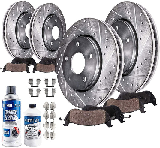 2017 2014 and Brake Rotors Nissan 2015 11.65" 2016 & 2015 Replacement: Front & Kit Slotted Detroit 2016 Brakes Rear Rogue Brake Axle Ceramic Pads Rotors for - Drilled