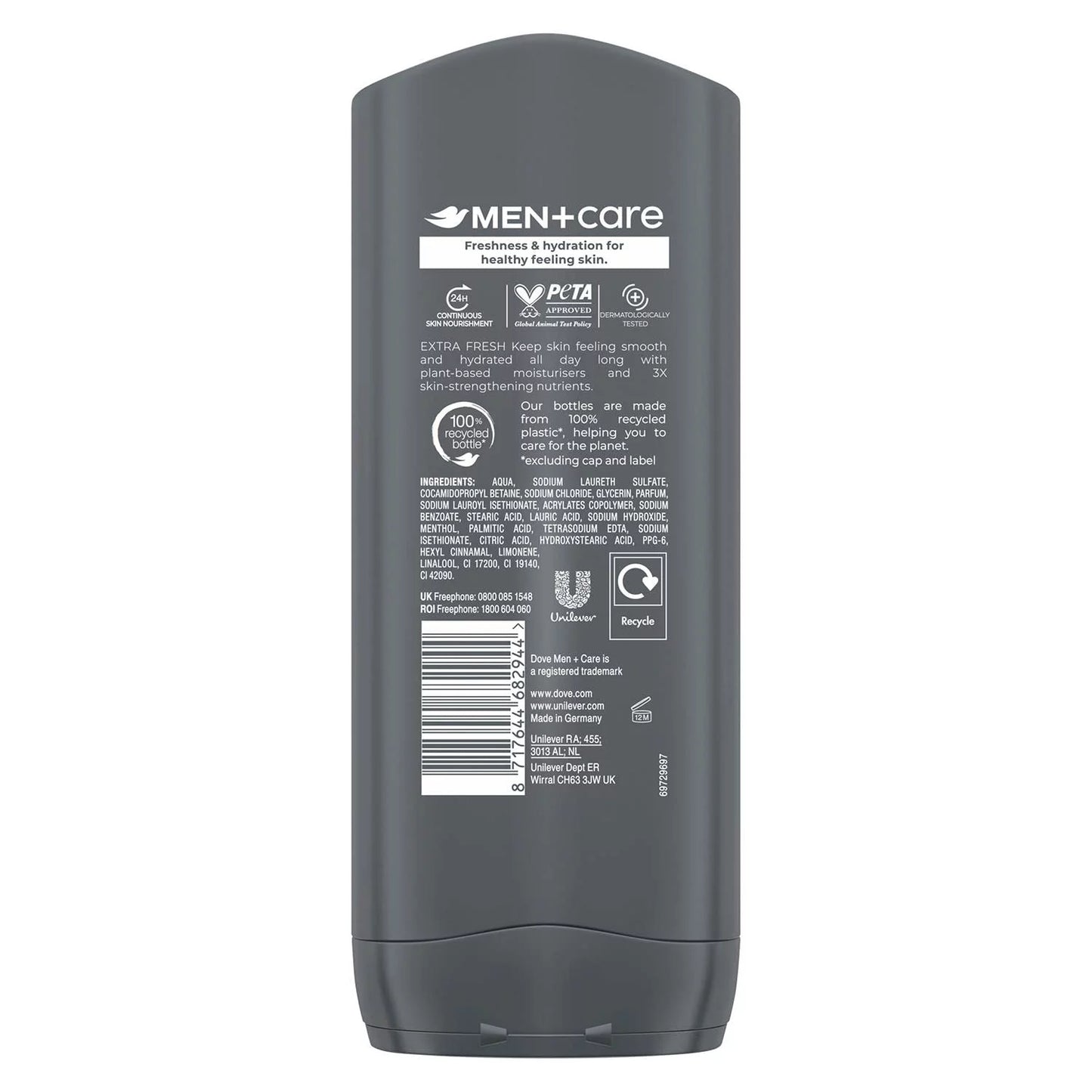 3-In-1 With For Body Men 3 Hair, Face Body Pack And Dove Of Micromoisture Refreshing Wash Extra Nourishing + Technology Fresh Men Care 24-Hour Wash 400 Ml