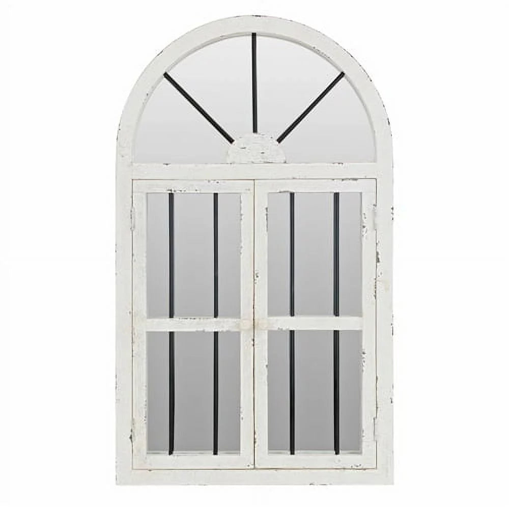 Wall Aspire x by White 42" Arched Chic Mirror Window 25" Cottage