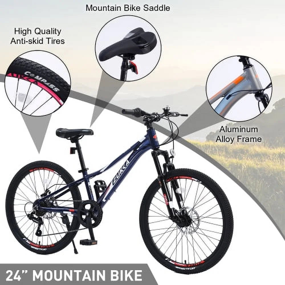 7-Speed Bike Mountain and shimano for bike 24 inch Boys Mountain Girls