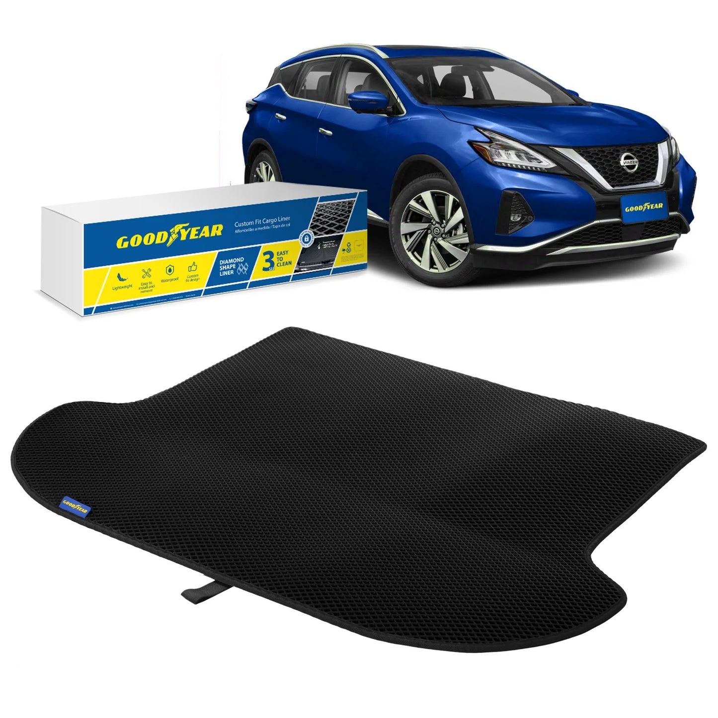 Waterproof,Liquid Murano Nissan for Heavy Cargo GY004520 Fit & - Custom Liner Cargo Dimond with Dirt Shape,Luggage Technology Anti-Slip Goodyear - Mat Trapping - 2015-2024 Liner Liner, Trunk Duty