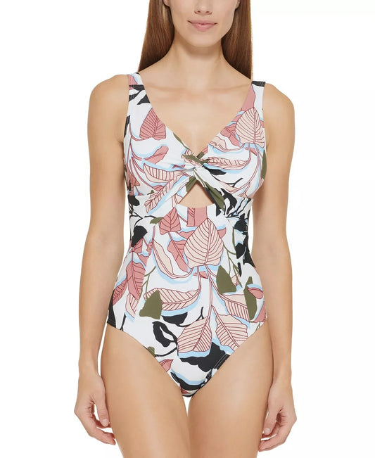 10 Twist-Front One-Piece US MULTI Swimsuit, DKNY Cutout WHITE