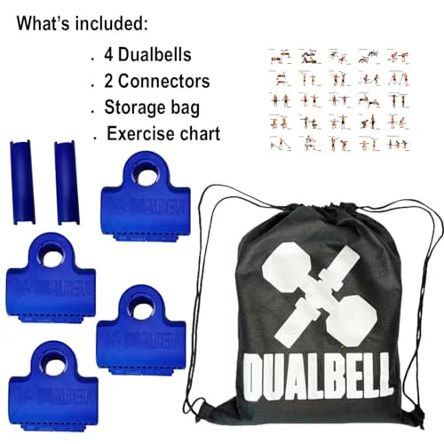 Superset DUALBELL on (up 2 diameter lb dumbbell, Barbell 2 for Pair, Converts 100 Spacers) use Adapters- to 1" dumbbells bar to Dumbbell