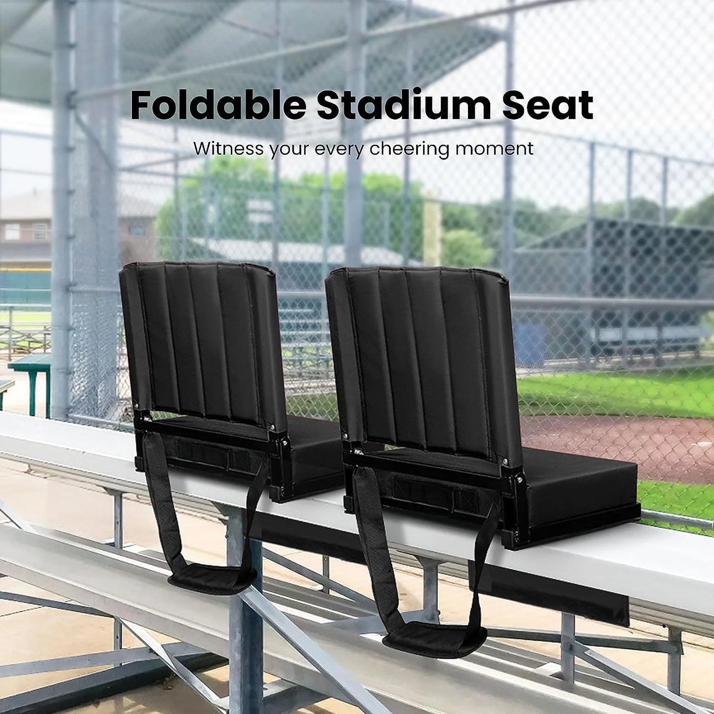 with Back Cup Bleachers with Shoulder Holder and Seat Stadium for Chair Strap Folding Support, Portable SPECSTAR Bleacher