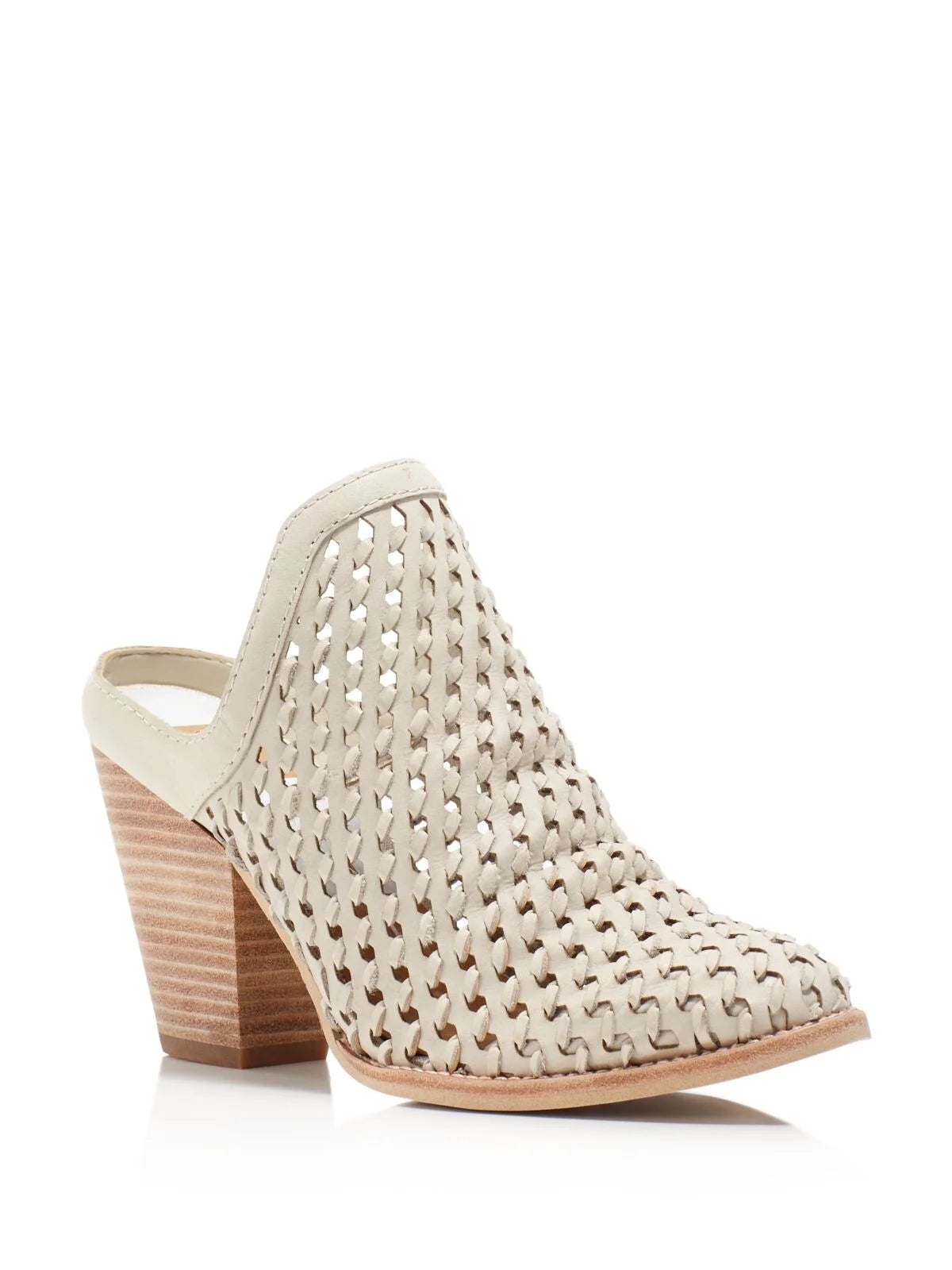 Toe Shoes Woven Ivory Padded Block Heel Hudson On 9 Slip Leather Almond Mules Heeled VITA Womens DOLCE