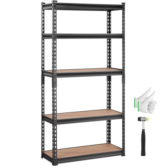 Storage x Shelving Steel Tier Adjustable 5 Heavy Load Garage Rack 2000 x Duty Unit, BENTISM 60"H lbs 12"D 30"W