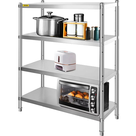 4-Tier 330LB Shelf Standing Commercial Stainless Shelf per Garage Shelving Shelf Office, Unit Storage Steel for Capacity Kitchen, VEVORbrand