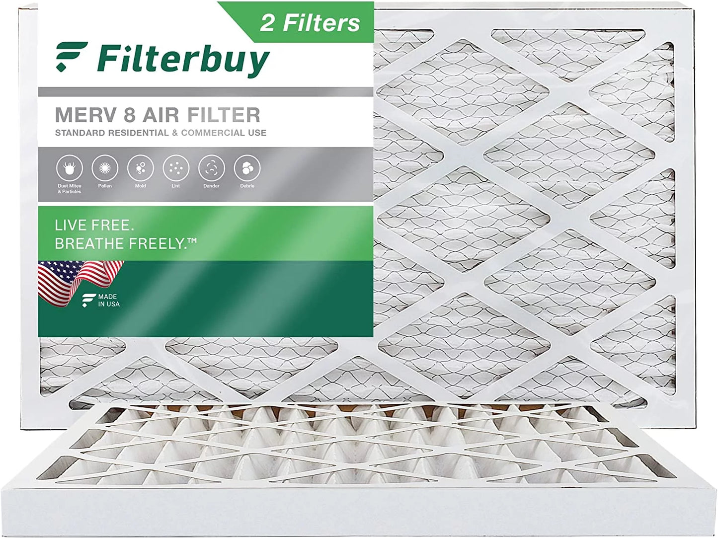 8 Filterbuy AC Pleated Furnace HVAC Filters Air 20x32x2 MERV (2-Pack)