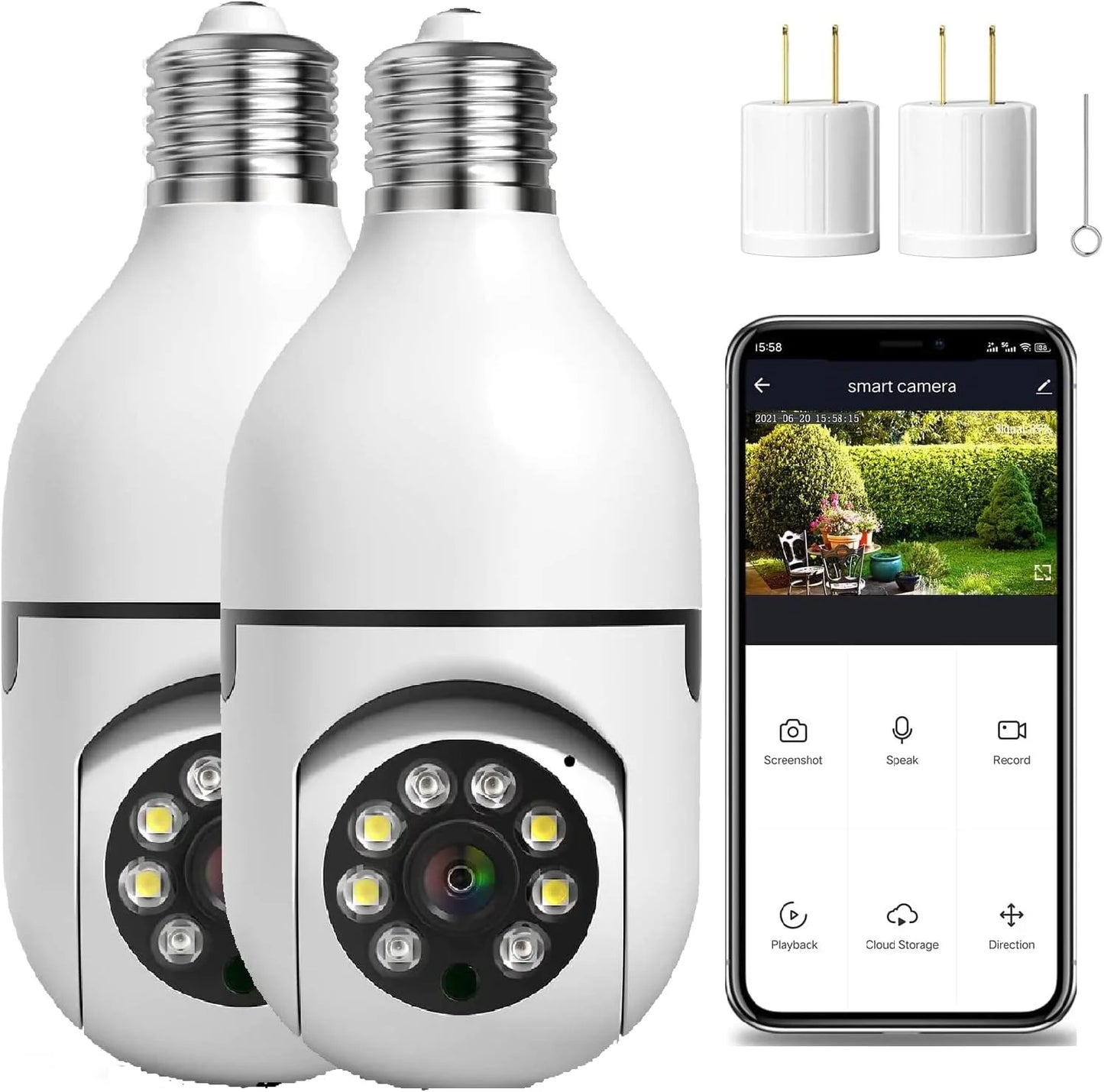 2 Bulb Security, Home Socket Light Camera Smart Pack 3MP for , Security 360° Light Camera Security Outdoor