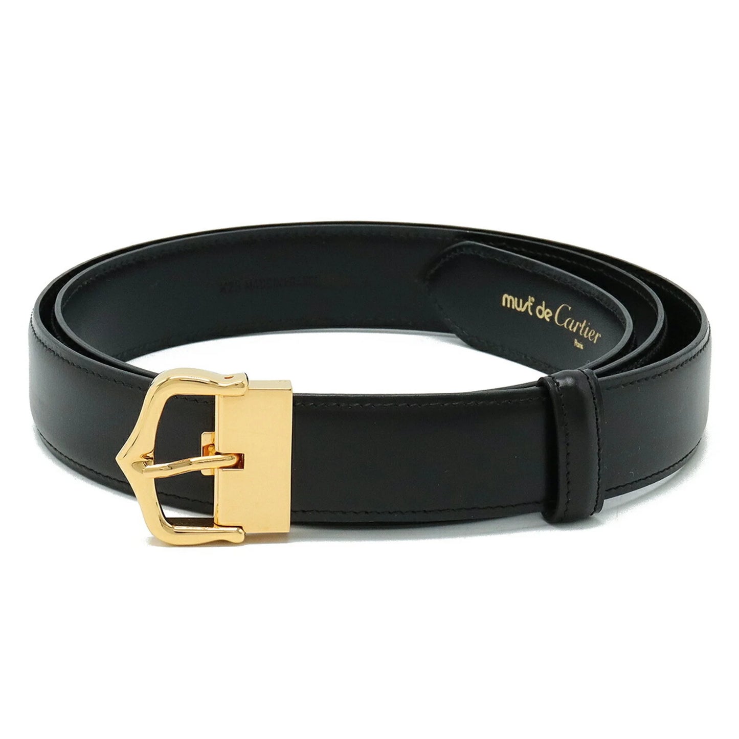 109.5cm Pre-Owned Cartier size approx. Actual Leather Black (Like Belt L5000011 New)