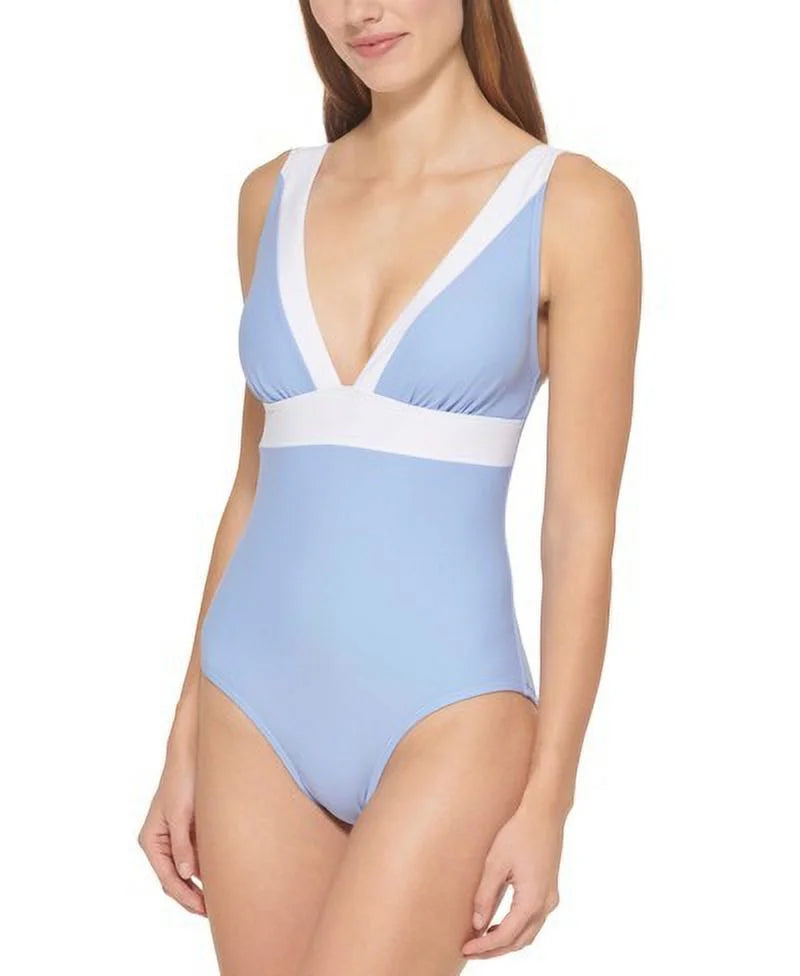 V-Neck Deep Swimsuit, HYDRANGEA One-Piece DKNY 18 US