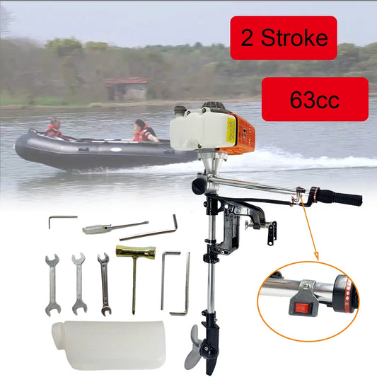 with Motor NICCOO Air System Motor 4HP Mounted Motor 2-Stroke Electric 63CC Transom Cooling Outboard Trolling