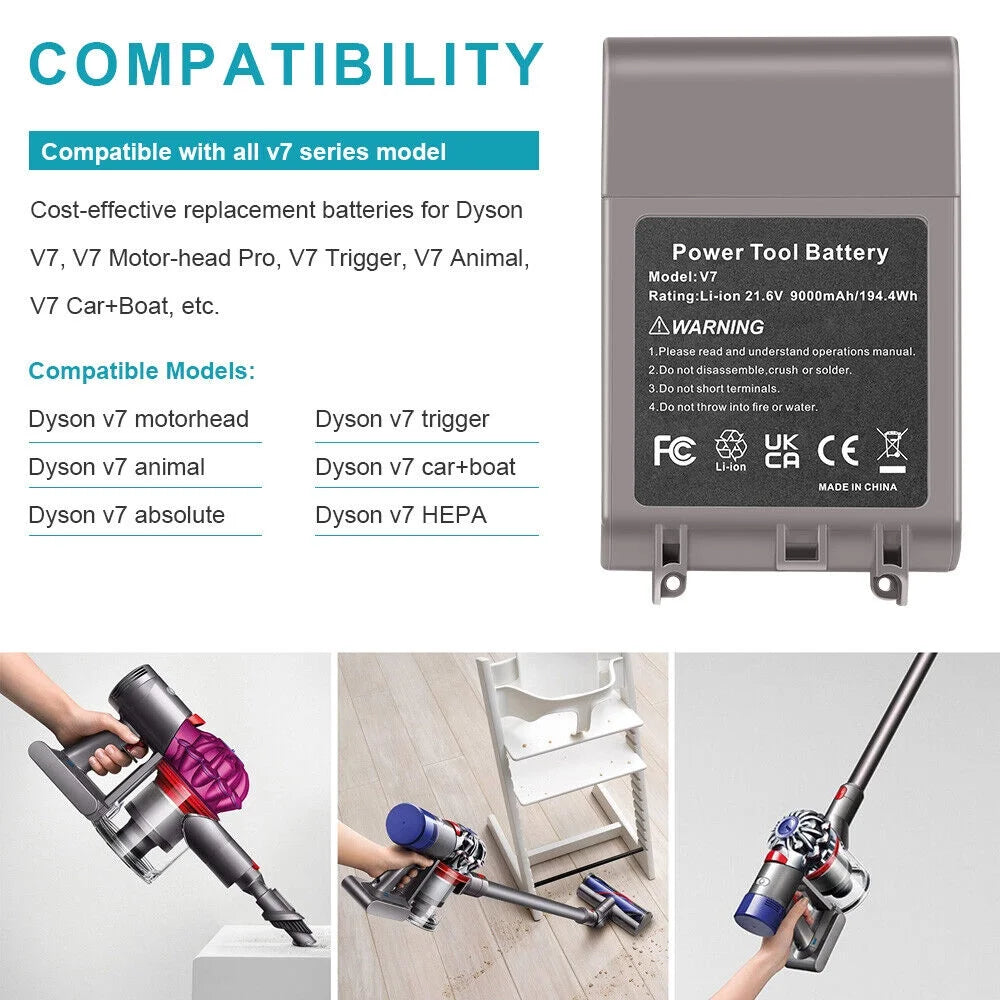 968670-02 V7 SV11 For Replacement 6.0Ah Dyson Battery Absolute/Car+Boat 21.6V PE