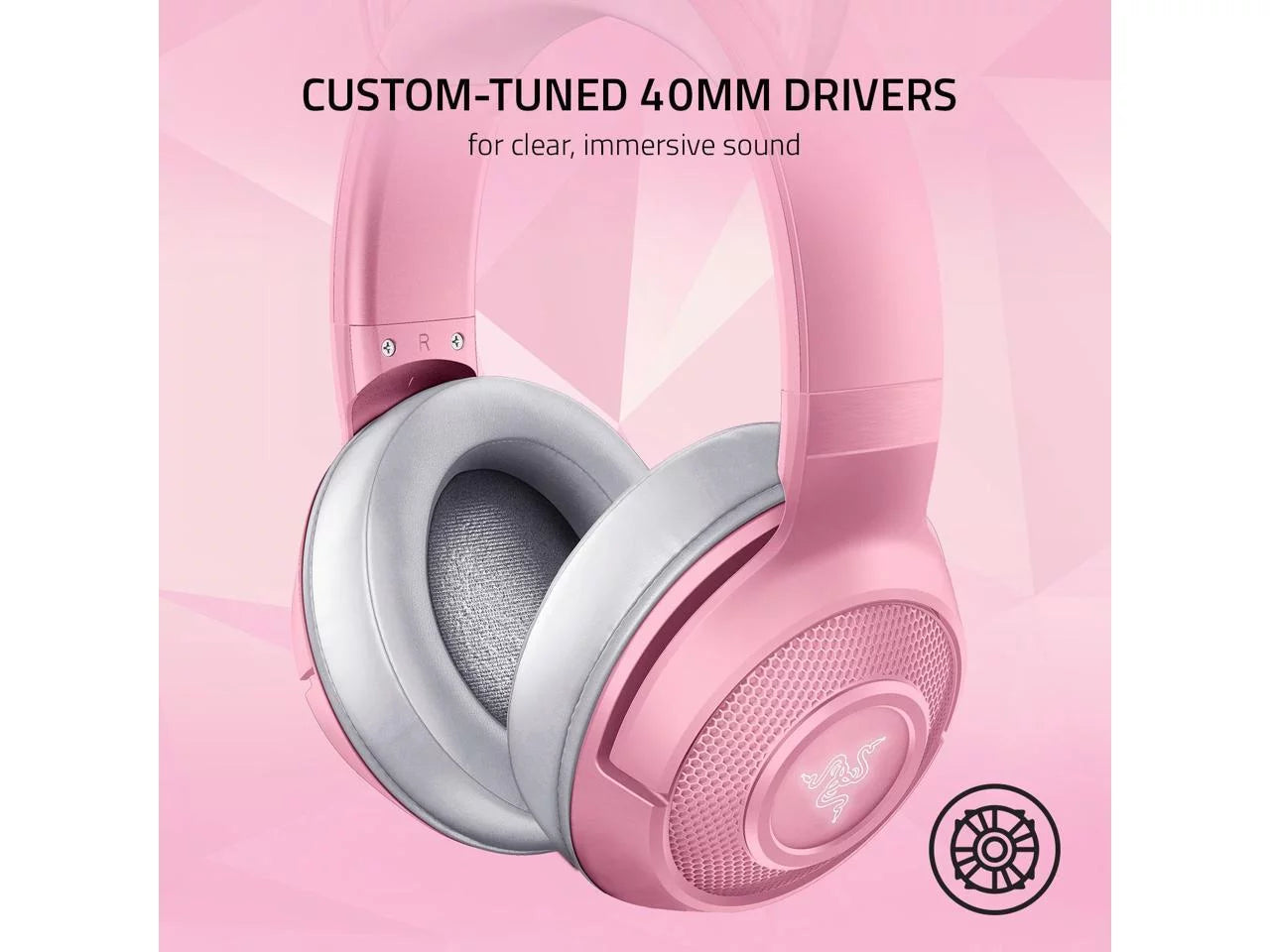 - - Bluetooth Connection Custom-Tuned Powered Microphone Kraken Beamforming Razer Razer Quartz Latency Drivers - 40mm Edition: 5.0-40ms Chroma Pink - by Kitty BT Low