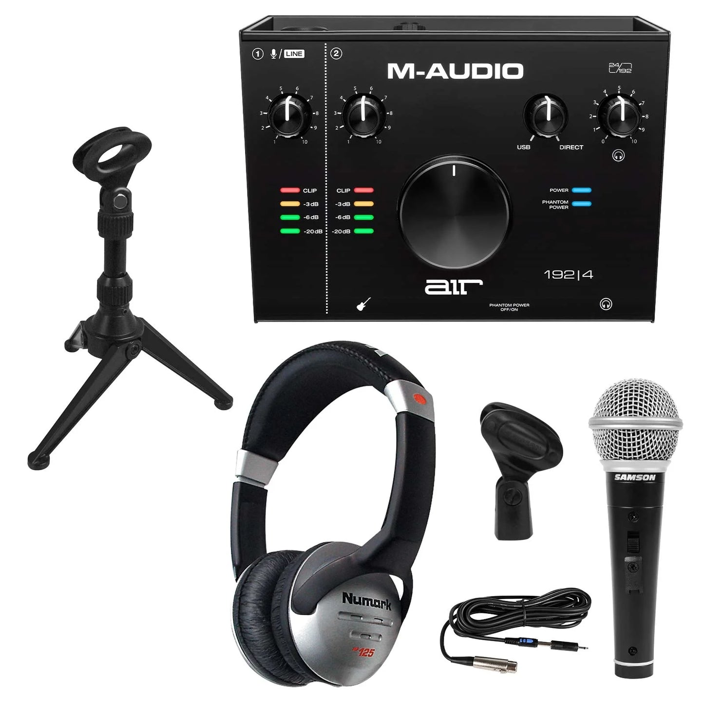 192 Package | Headphones Microphone 4 Interface AIR Numark 2-In/2-Out 24/192 with M-Audio USB Audio &