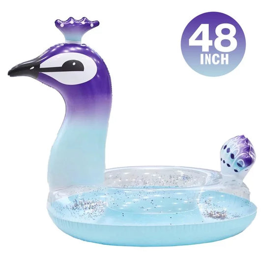 with Kids Designed Pool Valves Beach 48 Swimming Pool Raft Lounge Glitter Decorations Fast Calla Summer for Peacock Party | Inch Float Toys Inflatable