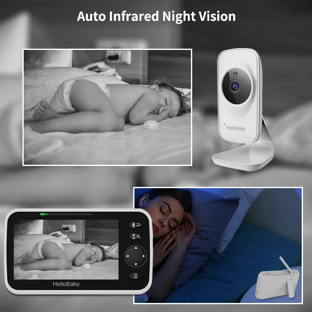 VOX LCD Lullaby, 5" Baby Mode Monitor Camera, Color with Night Monitor Audio, Vision, and Display, Audio Two Way Screen, Video and HelloBaby inches Temperature 5 Infrared Camera