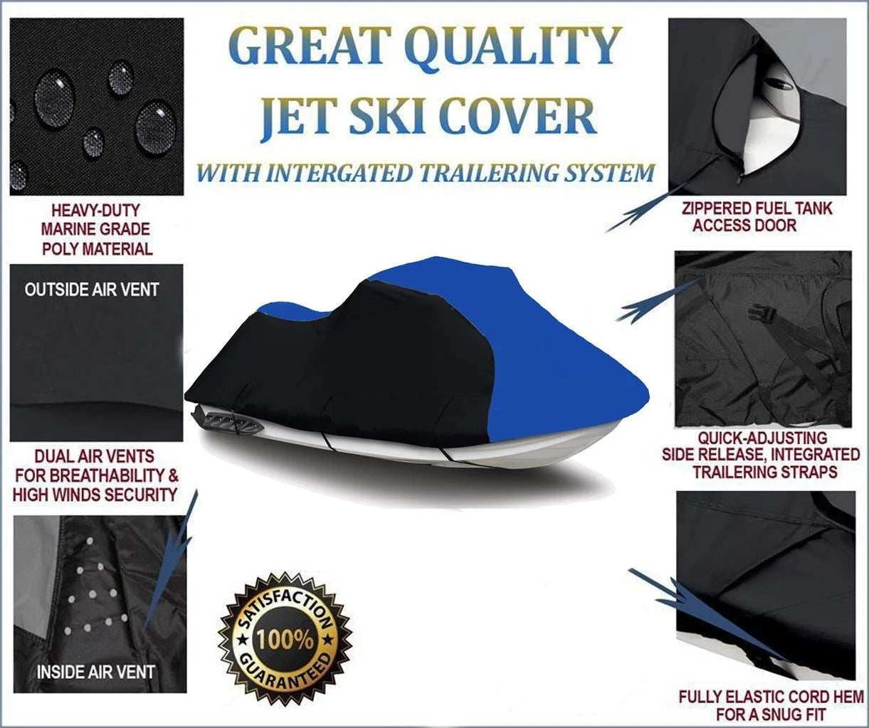 2021 PWC 2015 2020 2012 600 Compatible 2008 2019 2010 Watercraft / 2007 2017 2013 HEAVY-DUTY, Kawasaki LX 2022 Ski Cover Ultra 2018 2011 Jet Cover BLACK 2016 DENIER 2009 Trailerable 2014 for BLUE