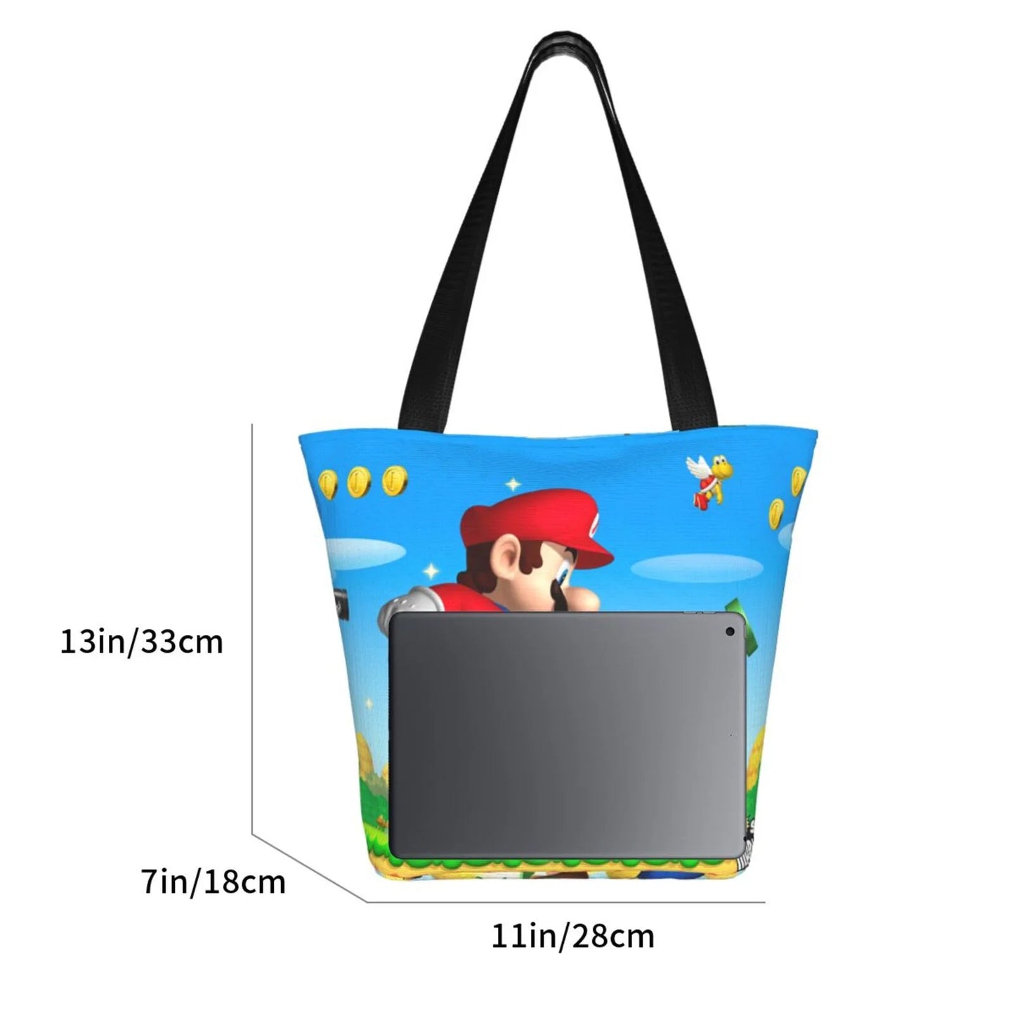 Super Handbag Mario Shoulder Women's Travel Capacity School Work Animated Large Bag Beach Shopping For Business Tote