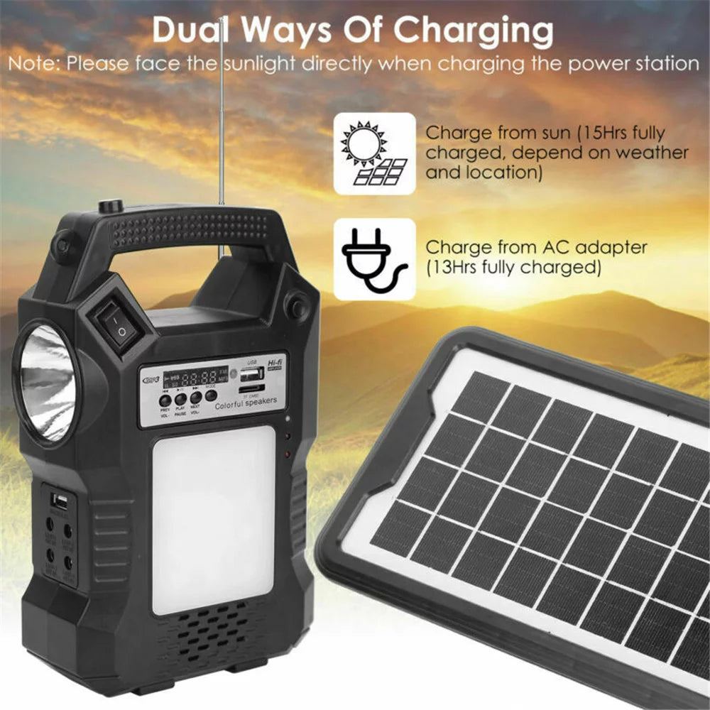 "Portable Supply, Power with display,for Solar Charge Generator Dual Station,Solar Outdoor LED Emergency Power To Lamps, Camp Panel, Station, Digital Way Power Fishing" Camping,Home Flashlights,