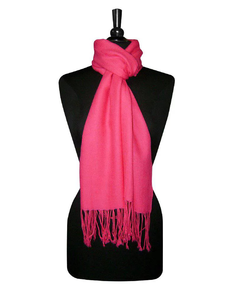 Wool Wrap Womens Pink Pashmina Biagio Solid Hot Color Shawl 100% Scarf Fuchsia