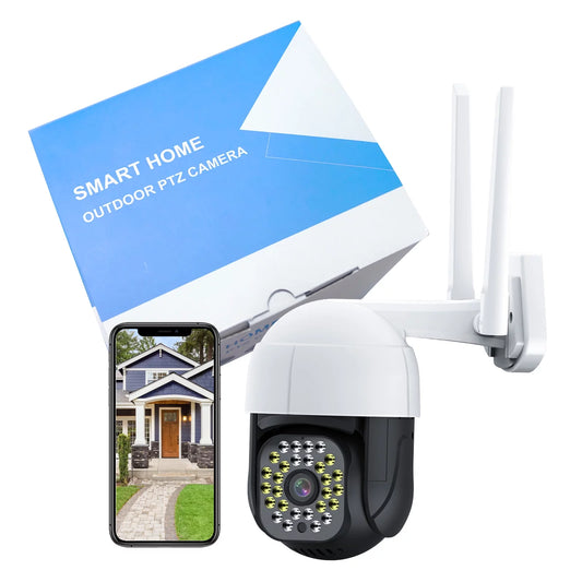 View, Camera Night in) Motion TOPVISION Camera Cameras WiFi, Audio Detection, 2 360° Camera, Security Home Door PTZ WiFi Vision 2K with (2.4Ghz Plug Full Way Siren, Color Outdoor