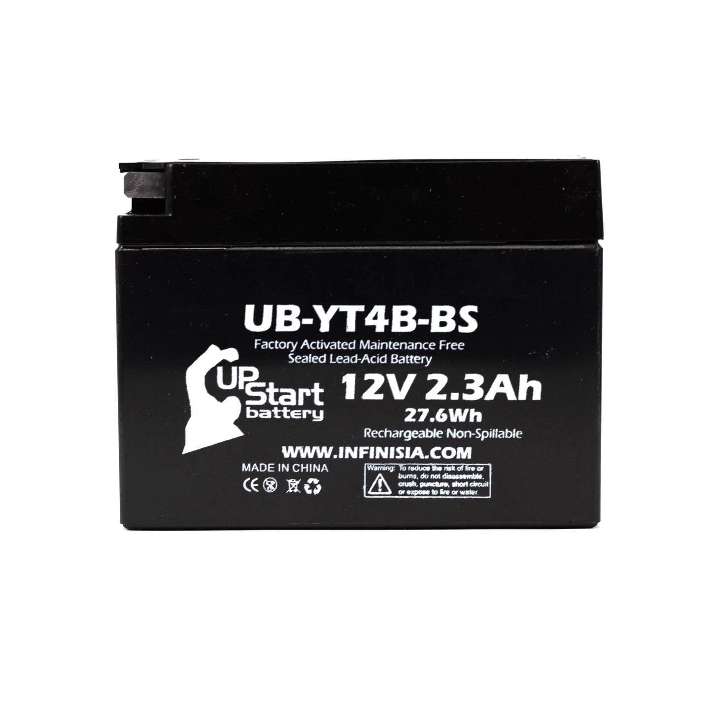 UpStart UB-YT4B-BS SR400 Activated, 400CC for (FI) Free, 2010 2.3Ah, - Maintenance Replacement 4-Pack Factory Motorcycle 12V, Battery Yamaha Battery