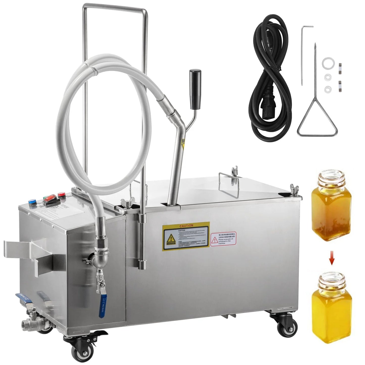 116 at Fryer with 300W 110V Oil Mobile Filtration System lbs Hose Filter, Pump VEVOR and