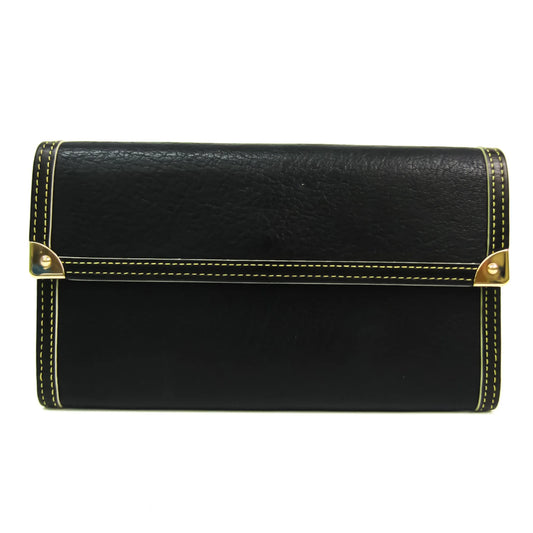 Wallet (Good) M91836 Long Tresor Suhali (bi-fold) Leather Porte Pre-Owned Noir Suhali Women's International Vuitton Louis