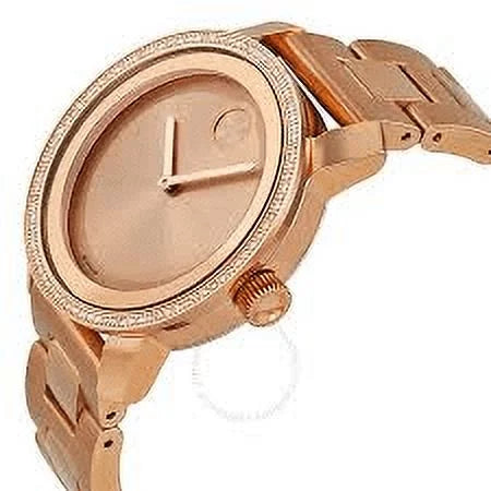 Steel Bold Stainless Movado Ladies Gold IP Rose Watch Diamond