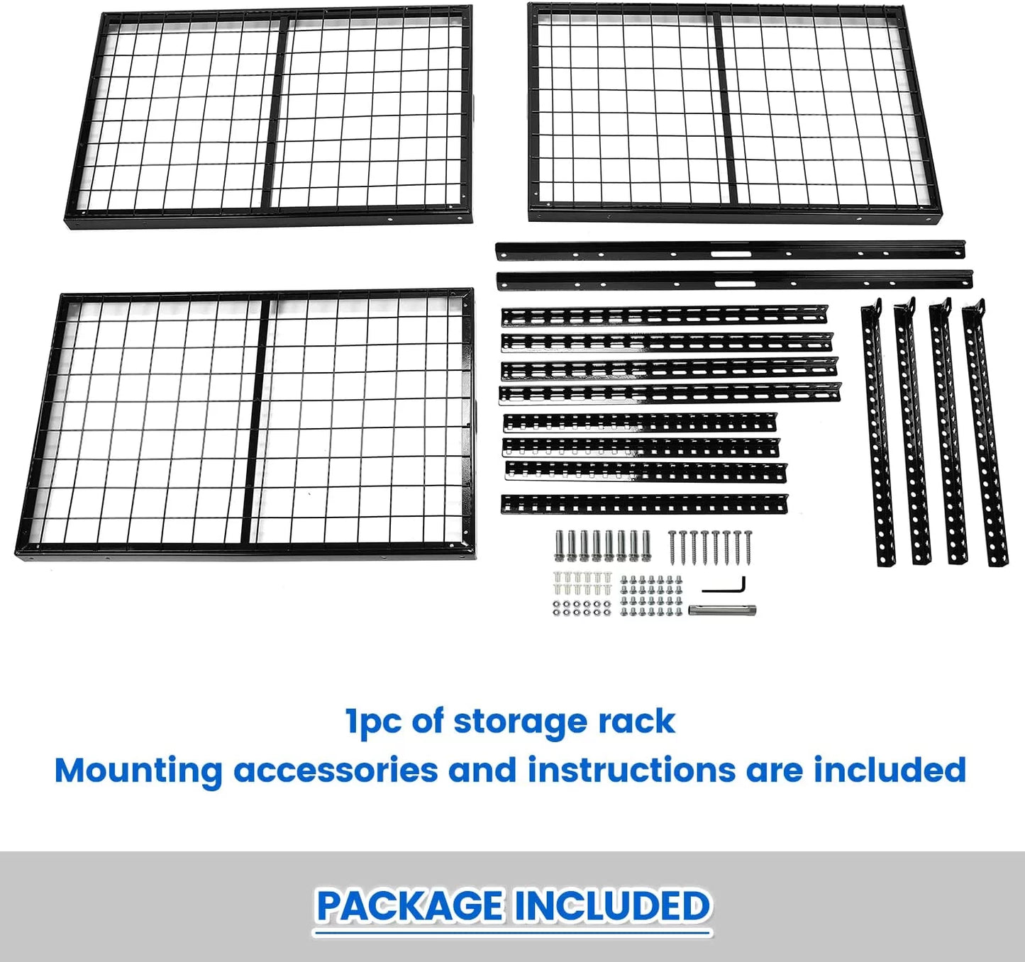 x Mounted 3FT Steel 6FT Shelf Rack HECASA Overhead 72" Ceiling Rack Storage 36" X Duty Heavy Black