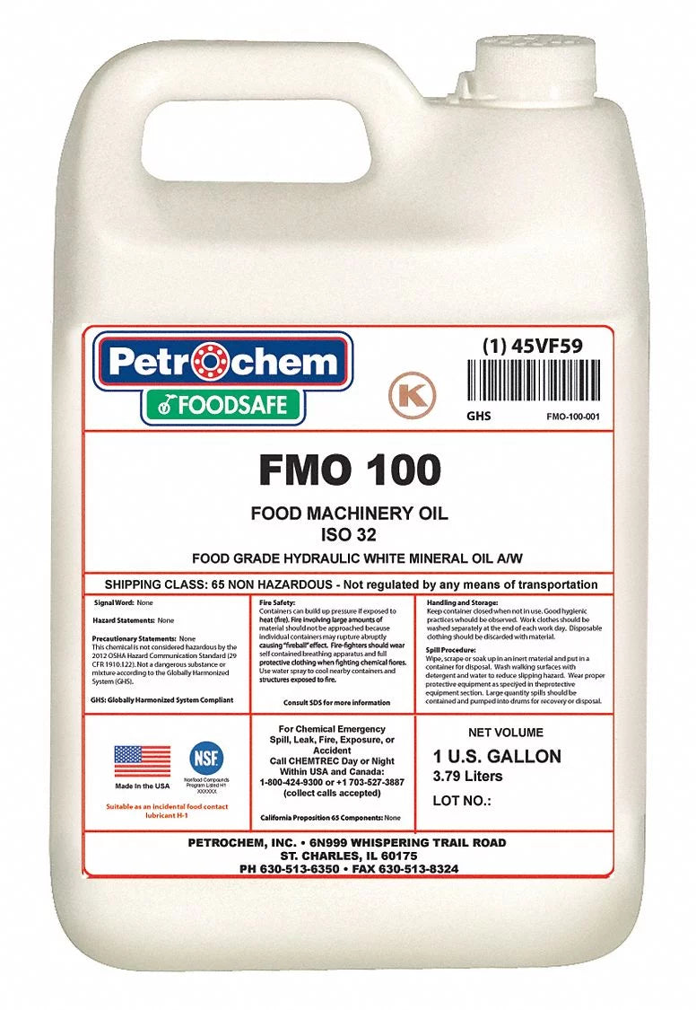 100 gal.,Jug,ISO 100-001 FMO Oil,1 Hydraulic Petrochem