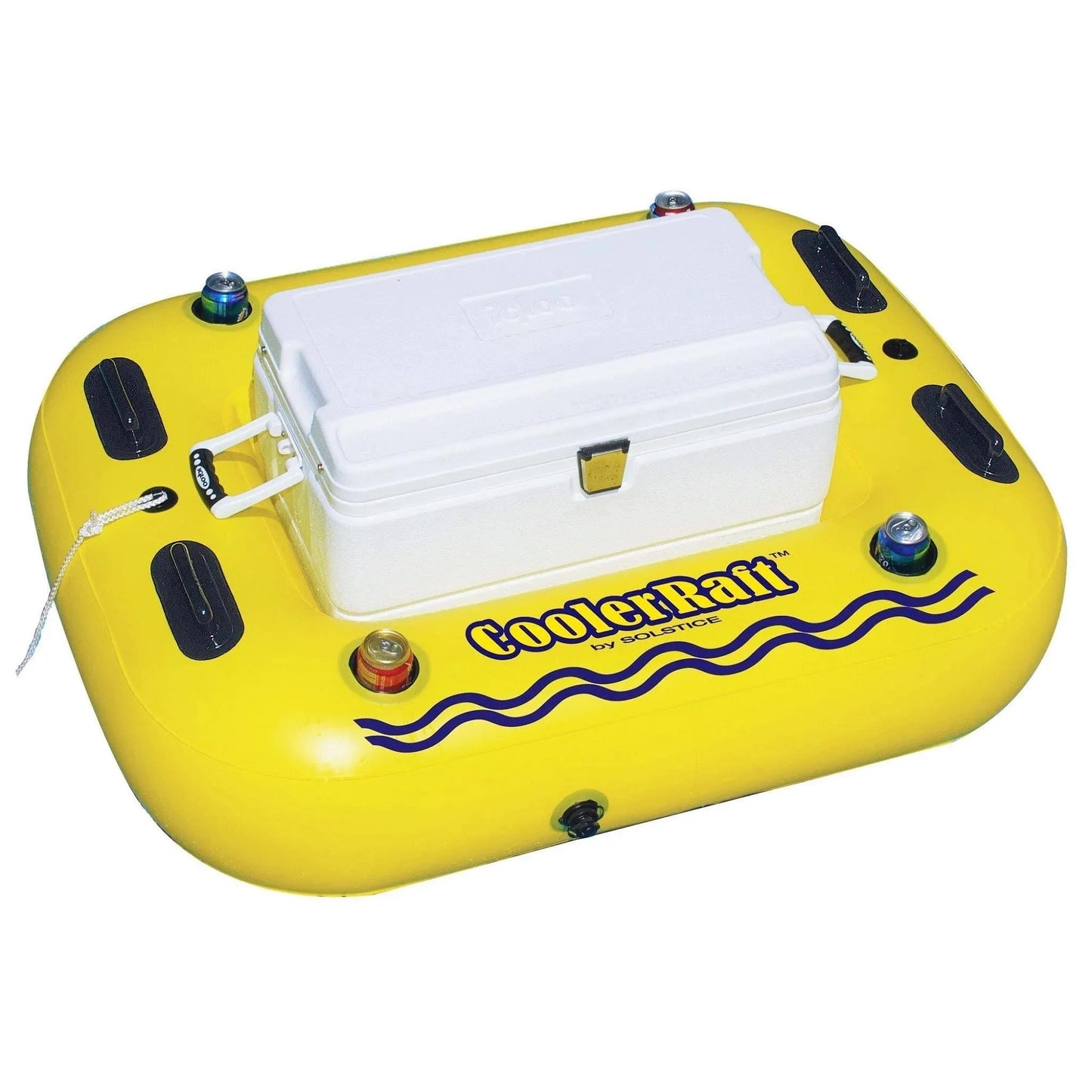 Yellow Inflatable Raft Cooler Float 55" Black Swimming Pool and