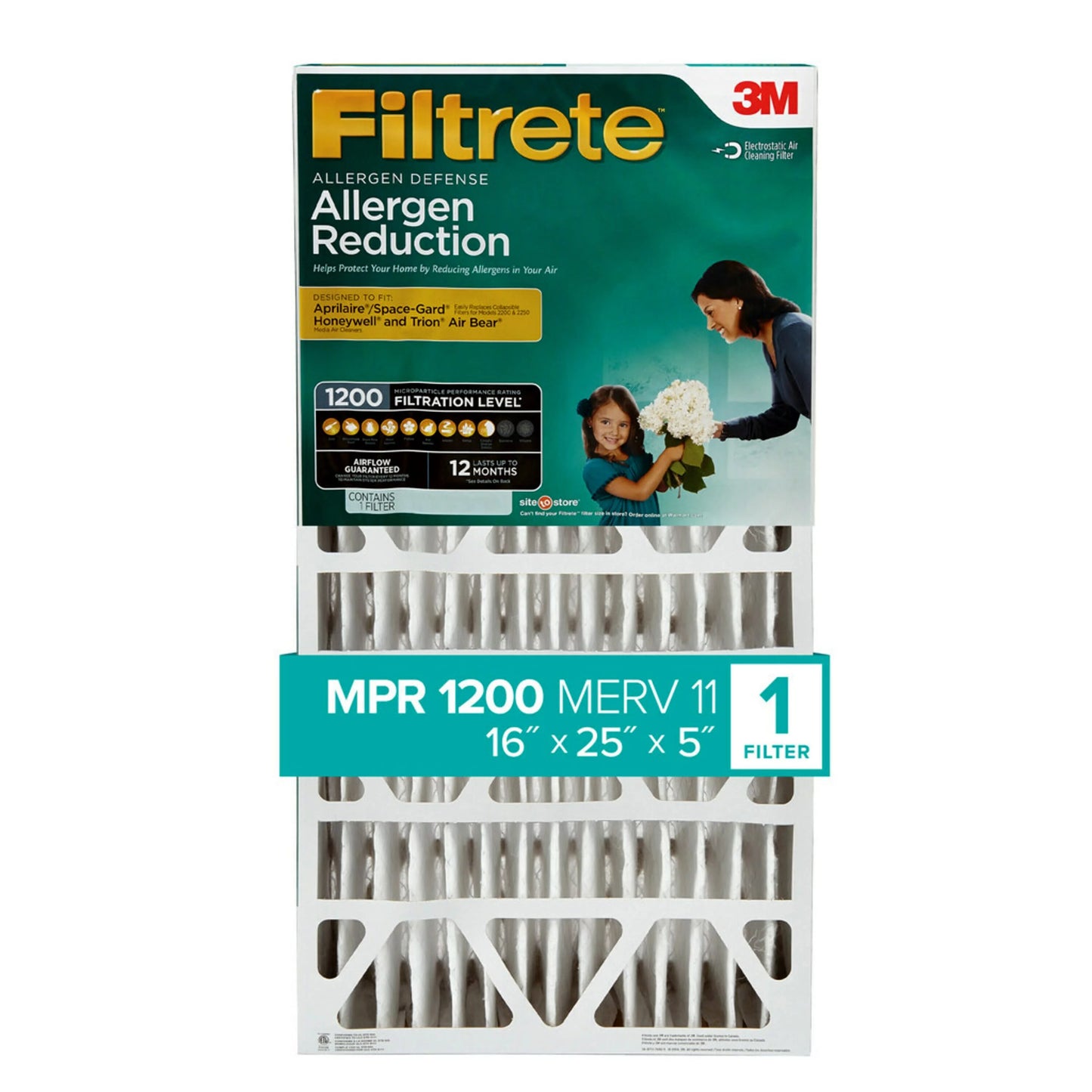 11, Air Pleat, Filtrete MERV 16x25x5 Filter, 1200 Allergen Filter Deep 1 Reduction MPR