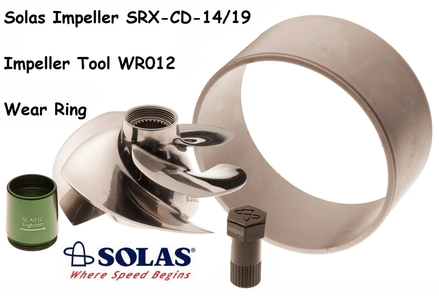 Wake Impeller Solas 215 RXTX SRX-CD-14/19 RXT W/ 255 Tool RXP Wear SeaDoo Ring &