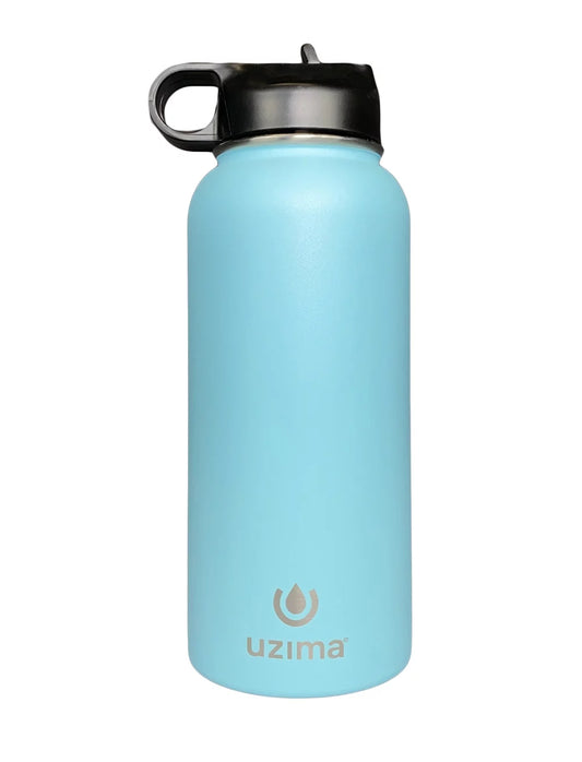 the Large Hiking, with 32oz - Double-Walled Stainless Water Blue) Backpacking, Steel on Filtered Go. Camping, Bottle Capacity Exterior for Uzima Water .(Light and Travel. Z-Source Purification