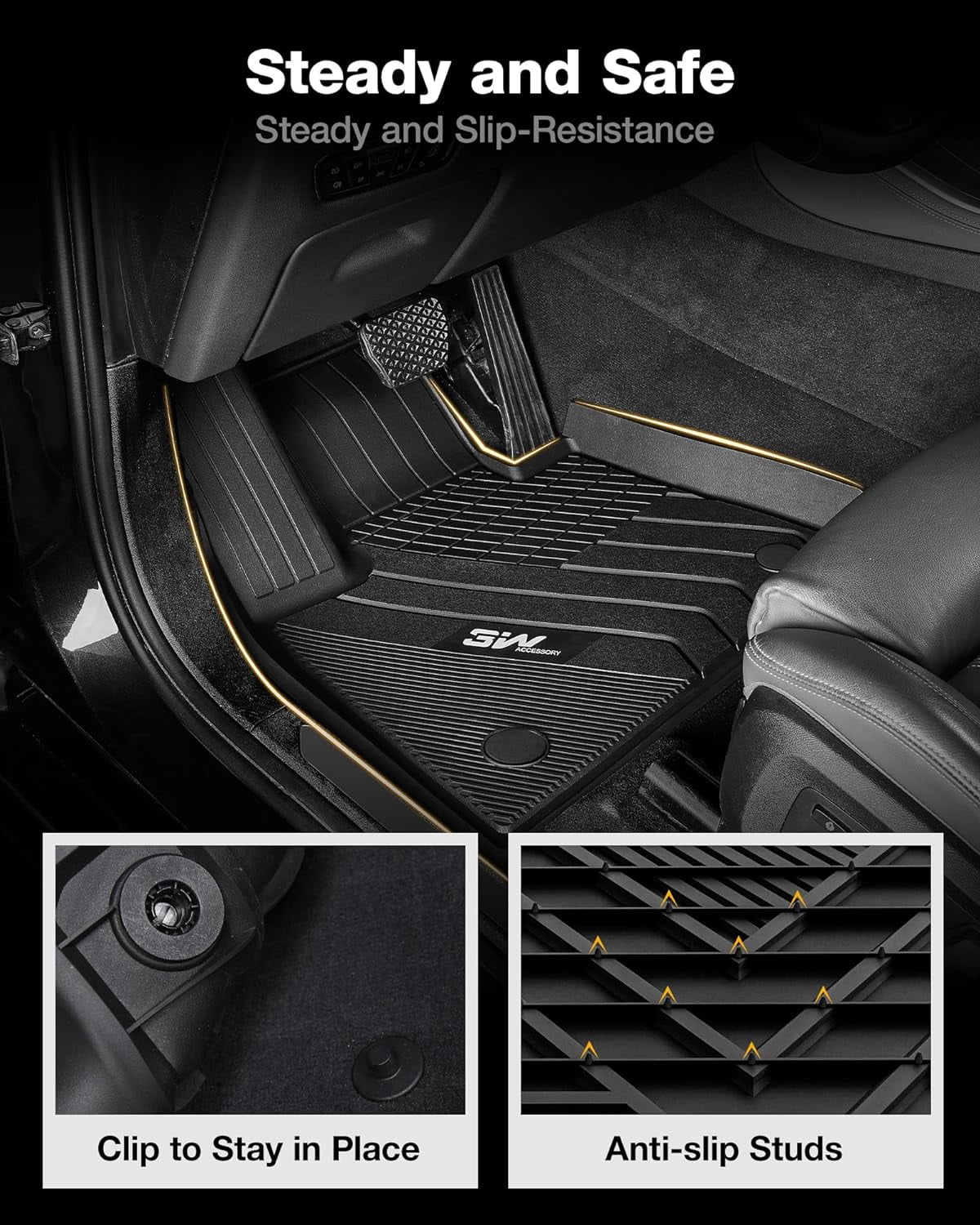 TPE & Passenger) Heavy for Mat for Full Duty (Only 5 2019-2023 All-Weather Liner Trunk Mats 3W Compatible Fit BMW Floor Black Set X5 X5 Liner and Custom Cargo Fit BMW Floor