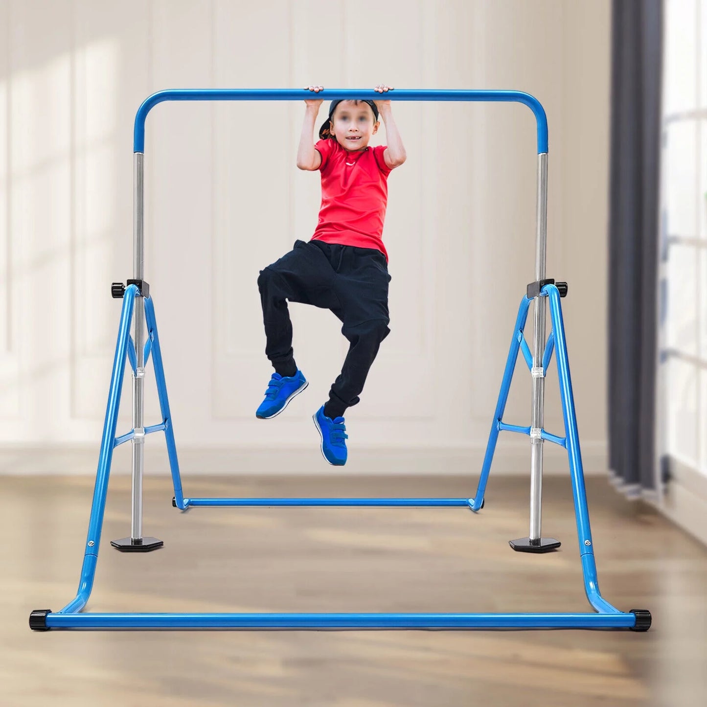 Adjustable Bar ZhdnBhnos Kids Junior Training Max Load Gymnastics Bar Gym For 100kg/220.5lbs Folding Blue Home Horizontal