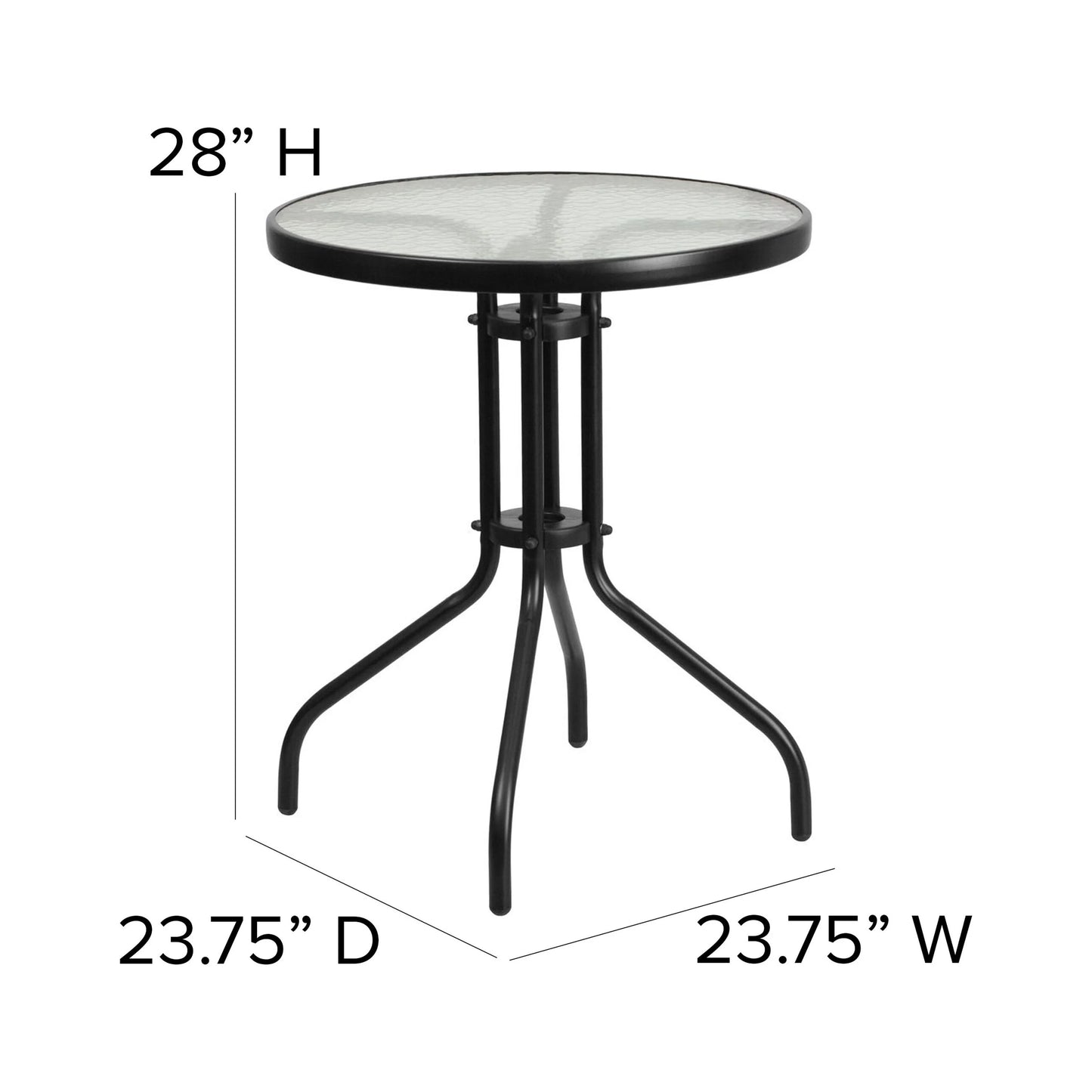 x Round 28"H Furniture Rattan x 23.75"D x Stack Metal 23.75"D 23.75"W - Glass 23.75"W Chairs with - 23.75" Flash Table x 2 28"H