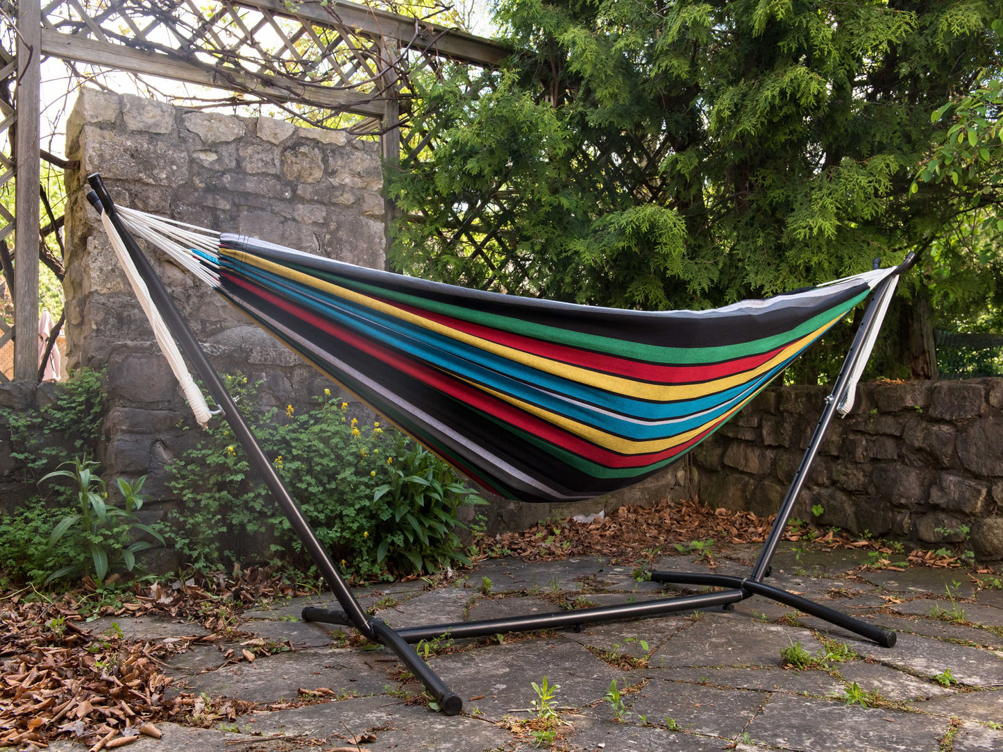 The with Steel Hammock Blue 110” Brazilian Collection Black Striped Hamptons a Style and Hammock