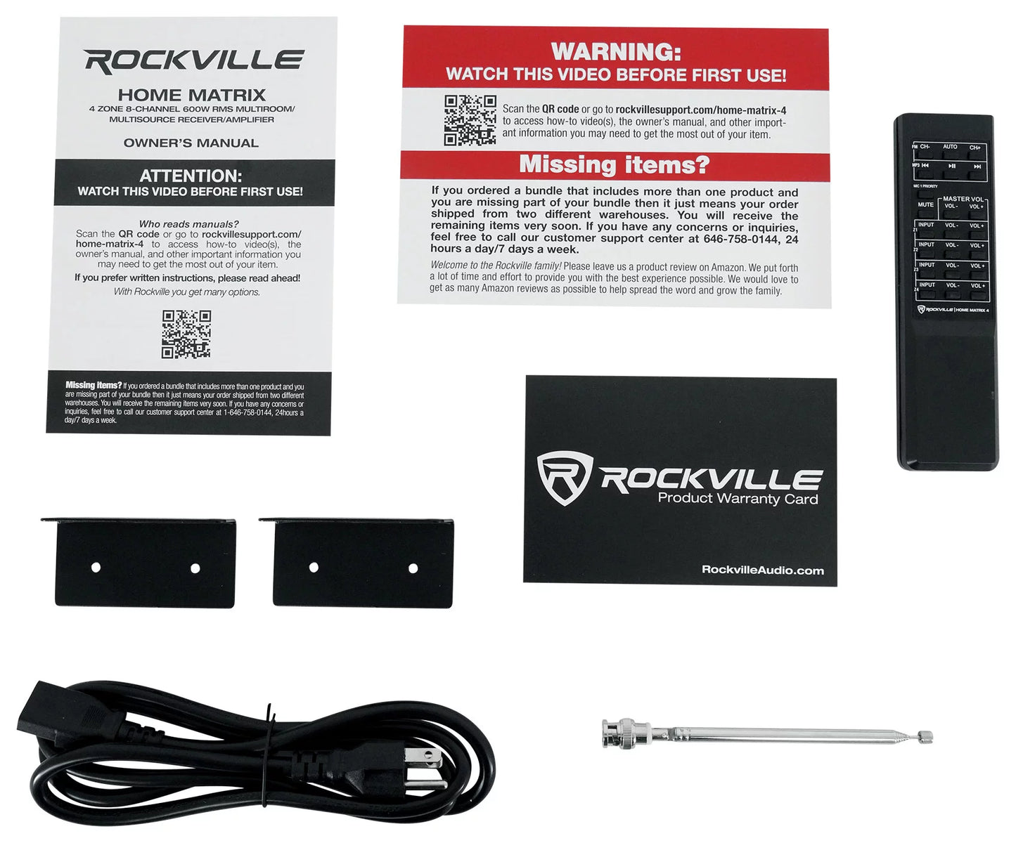 Speakers+4-Zone 8" (8) System Ceiling Receiver w/ Rockville Home Speaker 4-Room