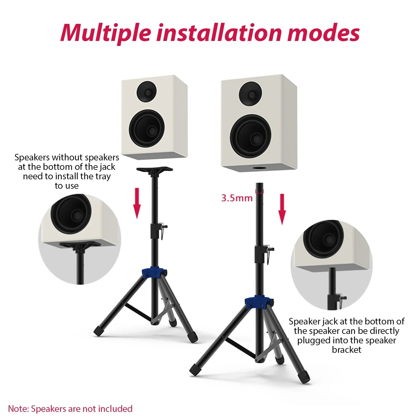 Speaker, Bracket Studio Sound Surround Heavy Duty Non Bisofice Performance Stand Speaker Stand slip Tripod for with Adjustable Height for Base,