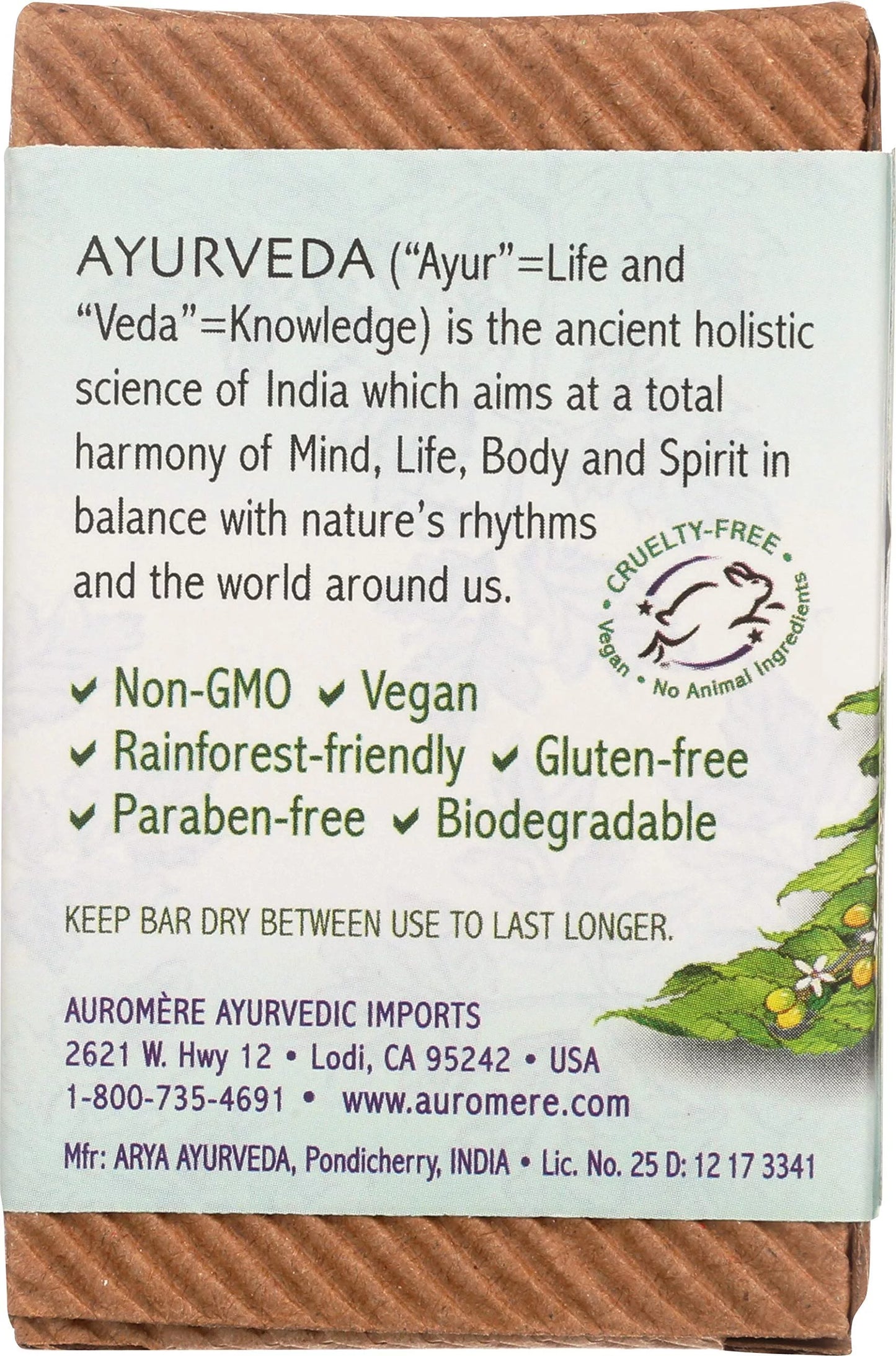 Vegan, Non Auromere Pack. (2.75 Bar 5 Tulsi Ayurvedic Cruelty Friendly, Eco Handmade, Gmo Soap, Neem Oz), - Free, Natural,