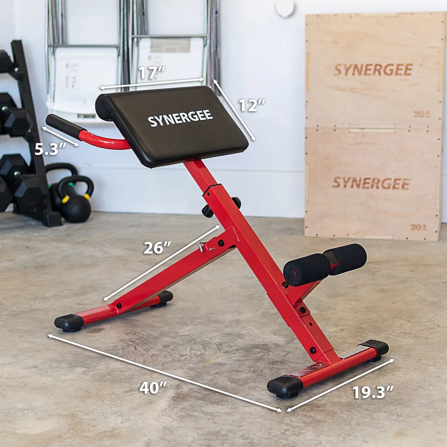 Ab Exercises. Steel Coated Machine. Workout, Hyperextension Back Lower Hyper Synergee Roman Bench Chair. for Red GHD