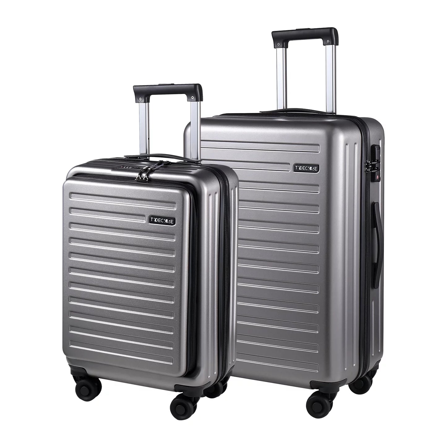 20 & 24 Suitcase Inch Spinner Lock Front with 20/24 Wheels, Lightweight 37~41L 20 Hardshell Inch Luggage Only Grey Piece TSA ABS+PC Expandle, with Pocket 2 + 65L,Dark Laptop & Set,