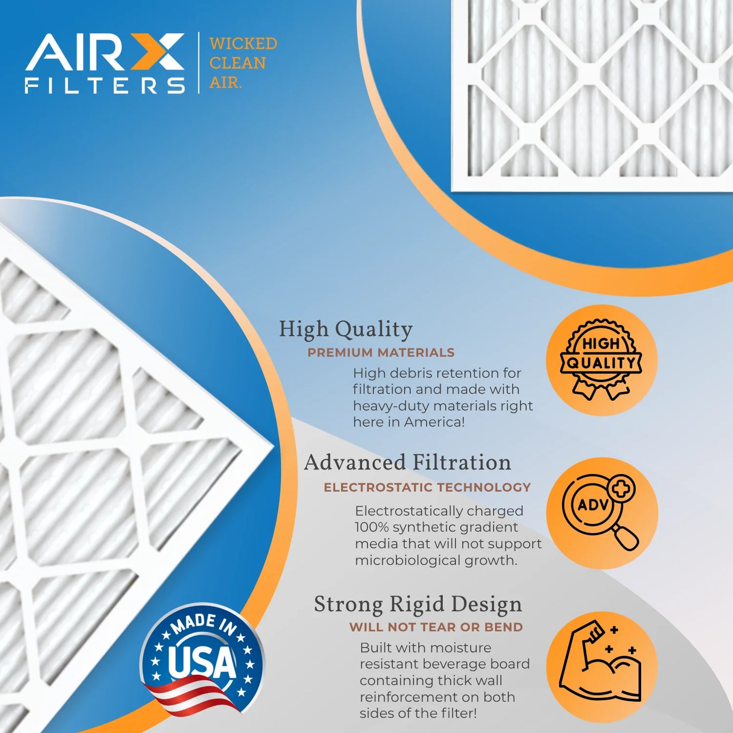 5 FPR in of 8 to FILTERS & Made MERV Furnace Pack Comparable AIR. Rating, 14x25x1 12 by USA WICKED Filters AIRX - MPR Filter 700 Air CLEAN