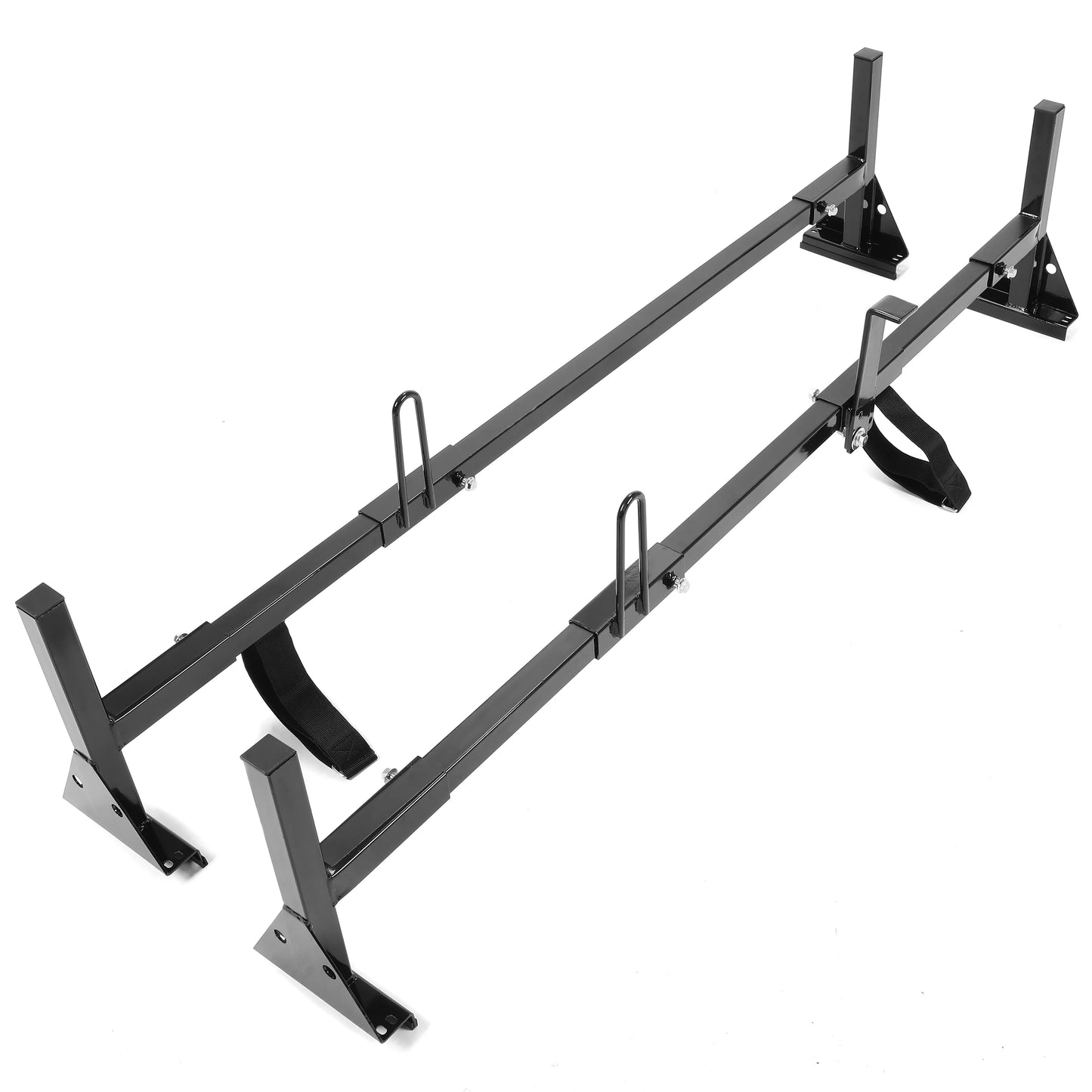 2 Ladders Express Chevy GMC Steel Full-Size Universal Rack E-Series Ford Savana Rack Adjustable Vans Roof Mount Bars Kojem for Carry 68"-75"