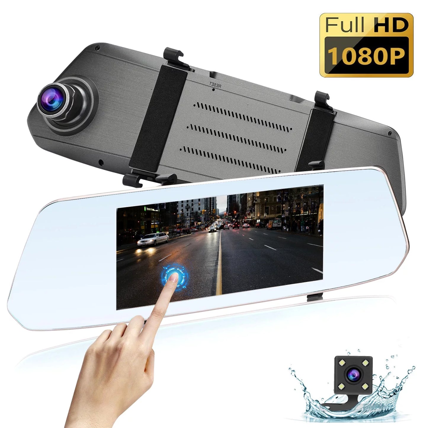 7inch for Car G-Sensor, Dual and Dash Front EEEkit Mirror Detection, Touch Wide-Angle Dash Screen Camera View 1080P Mirror Cars, Lens Camera, Camera Rear 170° Vision, Night with Cam Motion