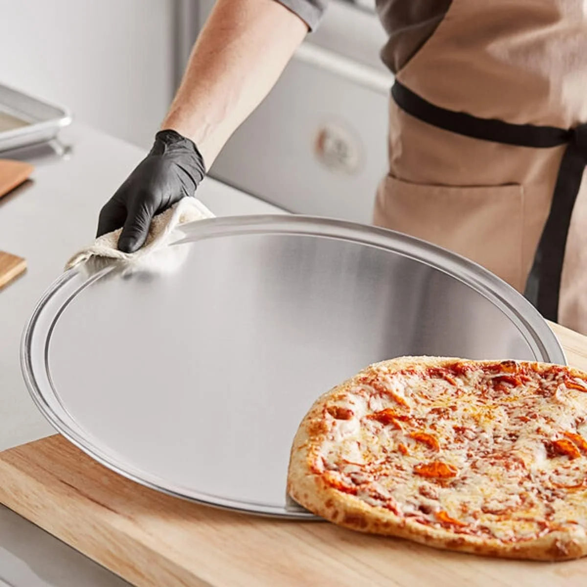 3 Kitchen Wide Tray Pizza Set Pizza Bakeware Pan of Aluminum & Baking Pizzeria TrueCraftware- Rim- Restaurants Round Round 22” Baking Tray Tray Tray Home Pizza for Pan