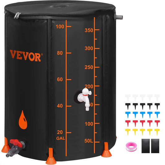 100 System Tank Capacity, Collapsible Storage Water Container Overflow Including Kit, PVC Spigots BENTISM Rainwater Large and Barrel, Collection Gallon Portable Rain